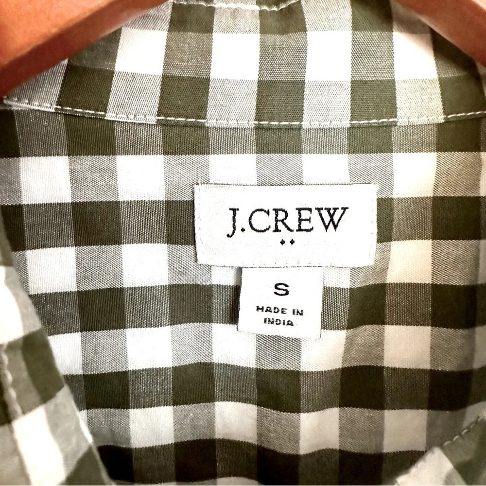 J. Crew Men’s Gingham Plaid Button Down Shirt Green White Size Small